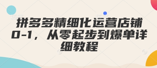 拼多多精细化运营店铺0-1，从零起步到爆单详细教程-网赚部落