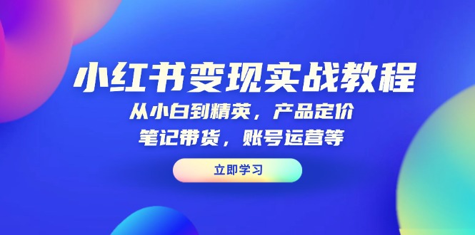 小红书变现实战教程：从小白到精英，产品定价，笔记带货，账号运营等-网赚部落