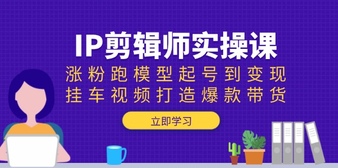 IP剪辑师实操课：涨粉跑模型起号到变现，挂车视频打造爆款带货-网赚部落