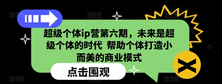 超级个体ip营第六期，未来是超级个体的时代  帮助个体打造小而美的商业模式-网赚部落