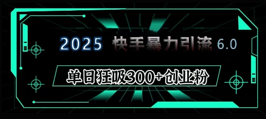 2025年快手6.0保姆级教程震撼来袭，单日狂吸300+精准创业粉-网赚部落